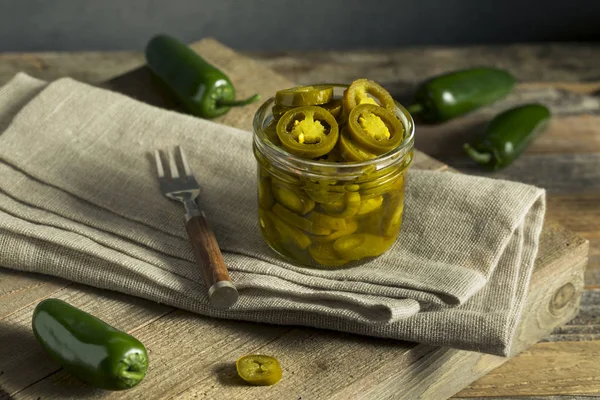 Green Organic Pickled Jalapenos — Stock Photo, Image