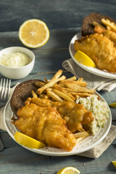 Homemade Beer Battered Fish Fry — Stock Photo, Image