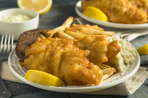 Homemade Beer Battered Fish Fry — Stock Photo, Image