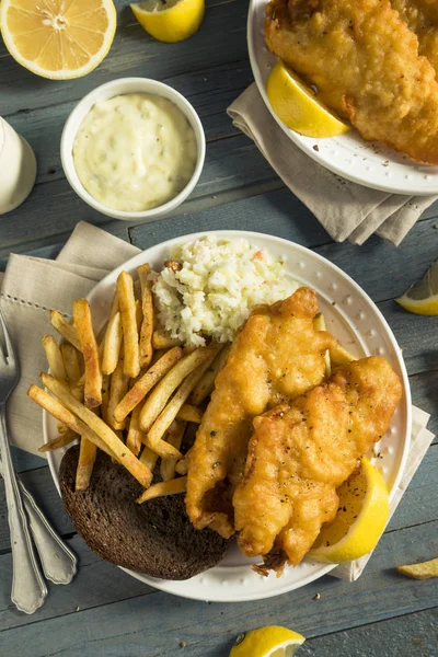 Homemade Beer Battered Fish Fry — Stock Photo, Image