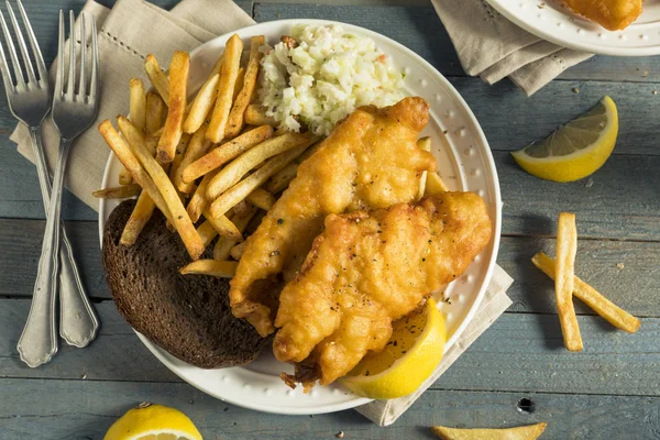 Homemade Beer Battered Fish Fry — Stock Photo, Image