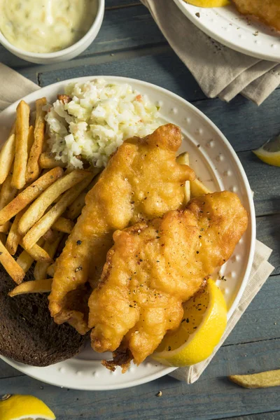 Homemade Beer Battered Fish Fry — Stock Photo, Image
