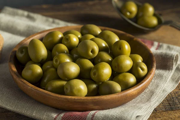 Organic Greek Green Olives — Stock Photo, Image