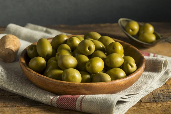 Organic Greek Green Olives — Stock Photo, Image