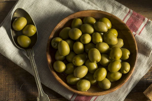 Organic Greek Green Olives — Stock Photo, Image