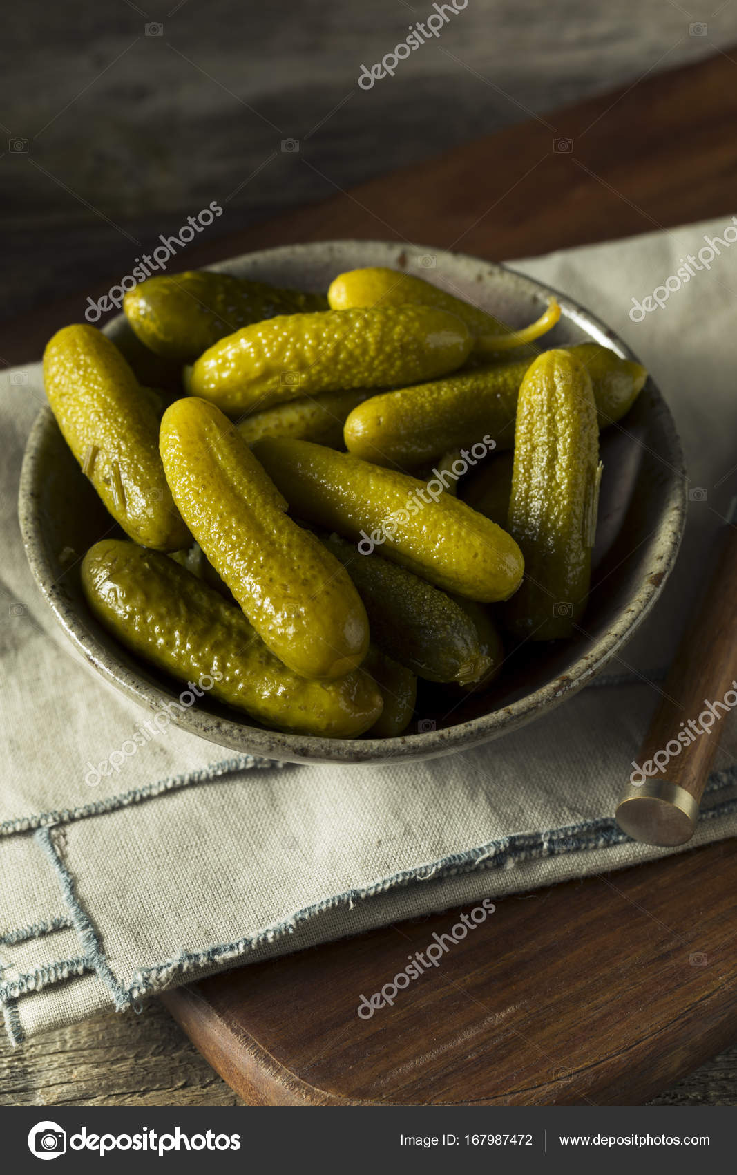 Pickled Organic Cornichon Gherkin Pickles Stock Photo by ©bhofack2