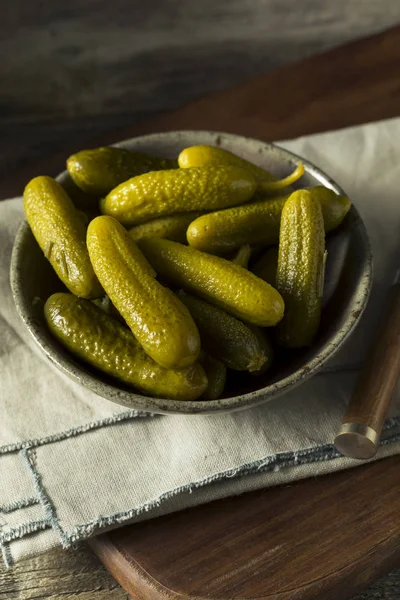 Pickled Organic Cornichon Gherkin Pickles — Stock Photo, Image