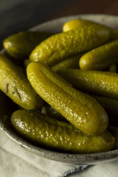 Pickled Organic Cornichon Gherkin Pickles — Stock Photo, Image