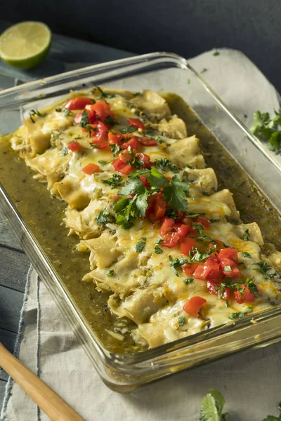 Homemade Green Chicken Enchiladas — Stock Image Homemade Green Chicken Enchiladas Stock Picture