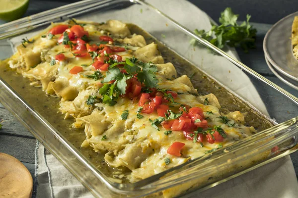 Homemade Green Chicken Enchiladas — Stock Image Homemade Green Chicken Enchiladas Stock Photo