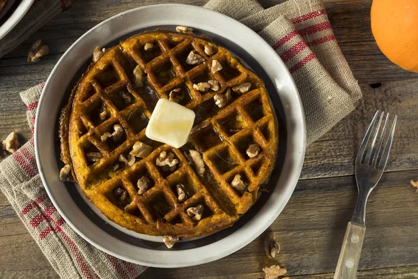 Sweet Homemade Pumpkin Waffles — Stock Photo, Image