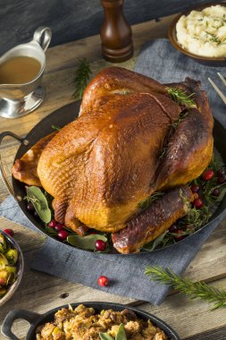 Organic Homemade Smoked Turkey Dinner for Thanksgiving clipart