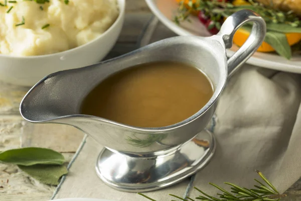 Hot Brown Organic Turkey Gravy — Stock Photo, Image