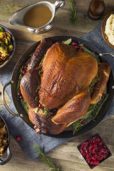 Organic Homemade Smoked Turkey Dinner for Thanksgiving