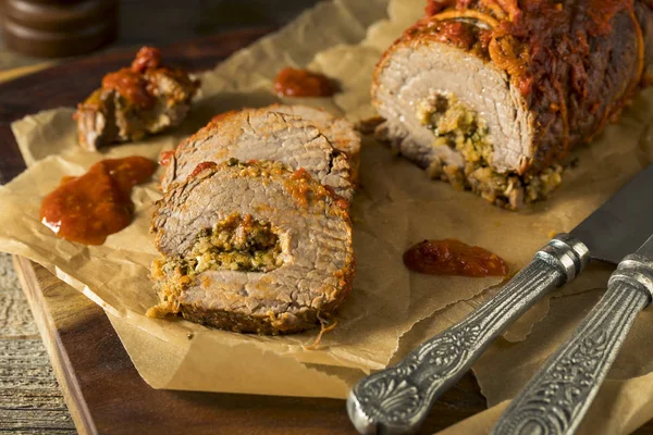 Rústico italiano hecho en casa carne Braciole — Foto de Stock