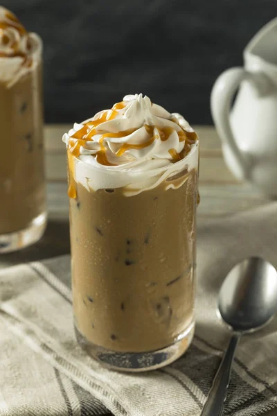 Sweet Homemade Caramel Iced Latte Coffee — Stock Photo, Image