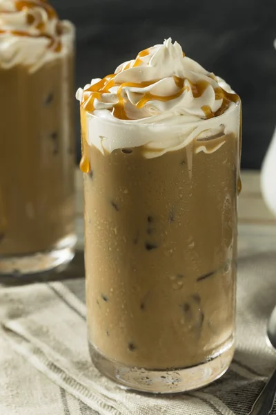 Sweet Homemade Caramel Iced Latte Coffee — Stock Photo, Image