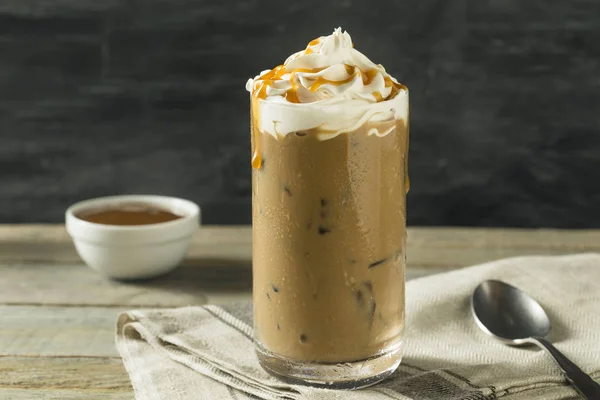Sweet Homemade Caramel Iced Latte Coffee — Stock Photo, Image