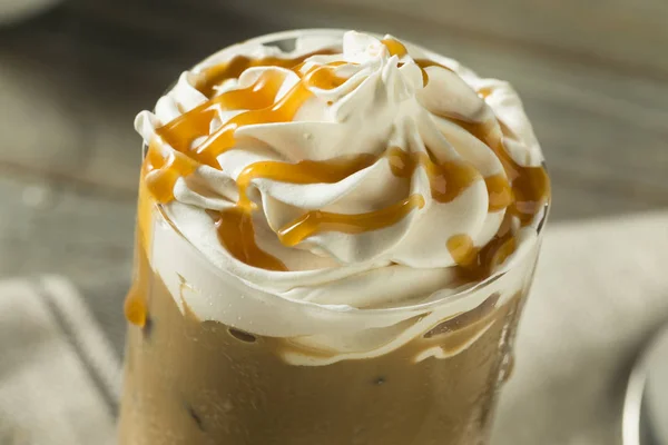 Sweet Homemade Caramel Iced Latte Coffee — Stock Photo, Image
