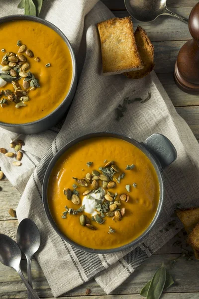 Homemade Curry Butternut Squash Soup — Stock Photo, Image