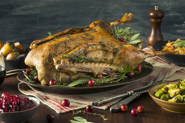 Home emade Festive Roasted Christmas Goose — стоковое фото