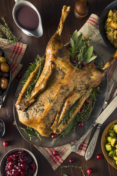 Facut acasa Festive Roasted Christmas Goose — Fotografie, imagine de stoc