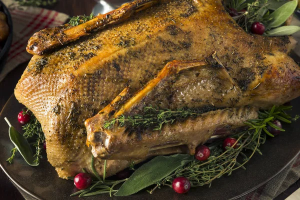 Domácí slavnostní vánoční pečená husa — Stock fotografie