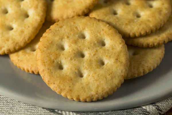 Round Salted Homemade Crackers — Stock Photo, Image