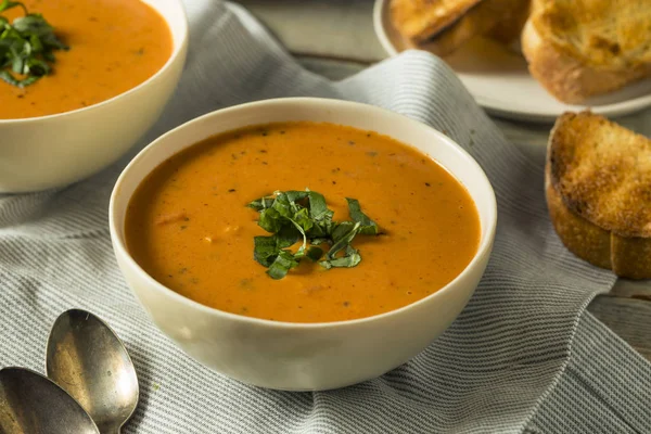 Sopa casera de tomate con albahaca Bisque — Foto de Stock