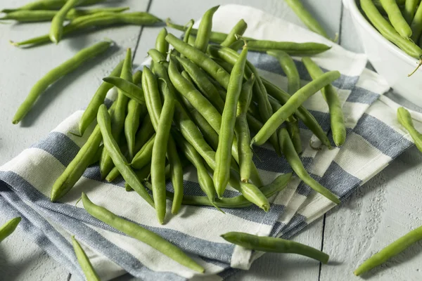 Fagioli verdi biologici crudi sani — Foto Stock