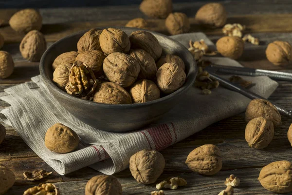 Raw hnědá bio vlašské ořechy — Stock fotografie