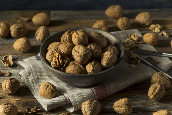 Raw hnědá bio vlašské ořechy — Stock fotografie