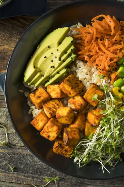 Tofu orgánico saludable y tazón de buda de arroz —  Fotos de Stock
