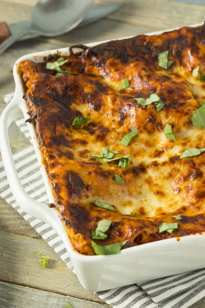 Pikantní domácí italské hovězí lasagne — Stock fotografie