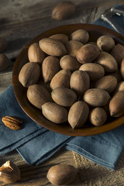 Surový hnědý organické vyloupané ořechy — Stock fotografie