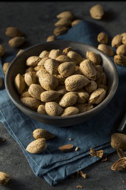 Çiğ kahverengi organik kabuklu badem