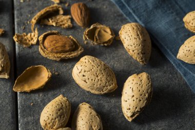 Çiğ kahverengi organik kabuklu badem