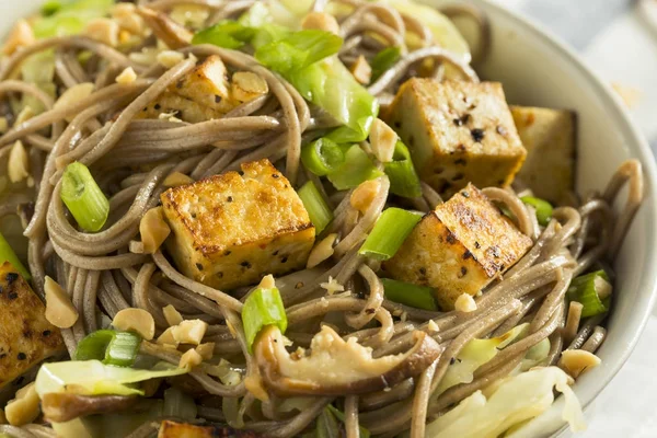 Caseiro asiático tofu soba macarrão tigela — Fotografia de Stock