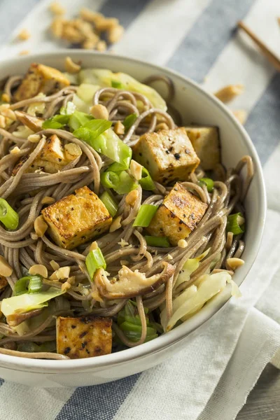 Homemade Asian Tofu Soba Noodle Bowl — Stock Photo, Image