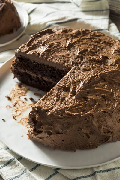 달콤 한 홈 메이드 다크 초콜릿 라이어 케이크 — 스톡 사진
