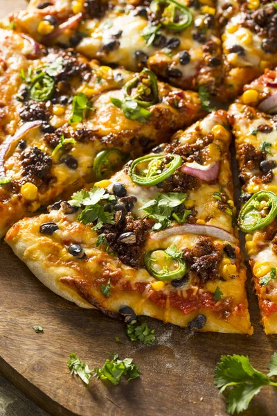 Homemade Spicy Mexican Taco PIzza — Stock Photo, Image