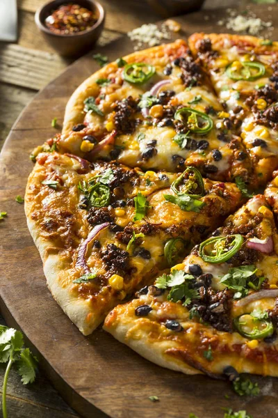 Homemade Spicy Mexican Taco PIzza — Stock Photo, Image