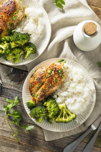 Sağlıklı ev yapımı tavuk göğsü ve pirinç — Stok fotoğraf