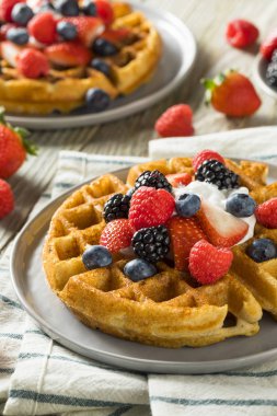 Tatlı ev yapımı Berry Belçika Waffle