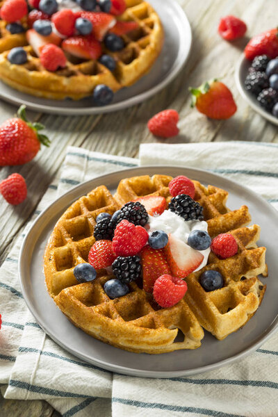 Sweet Homemade Berry Belgian Waffle