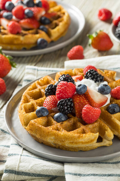 Sweet Homemade Berry Belgian Waffle
