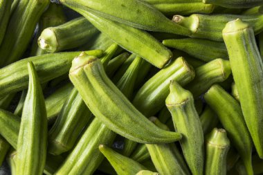 Raw Green Organic Okra Vegetables clipart