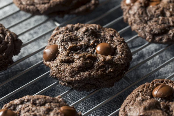 만든 어두운 더블 초콜릿 칩 쿠키 — 스톡 사진