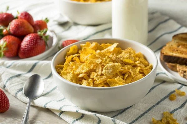 Healthy Corn Flakes with Milk for Breakfast