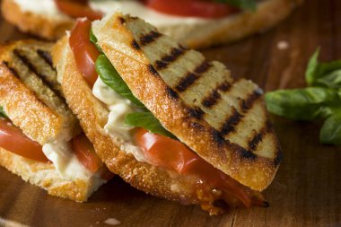 Sağlıklı ızgara fesleğen Mozzarella Caprese Panini